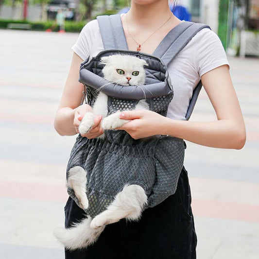 Sac à dos de transport pour chien Doglemi, sac de poitrine respirant en maille pour chien et chat, taille L (gris)