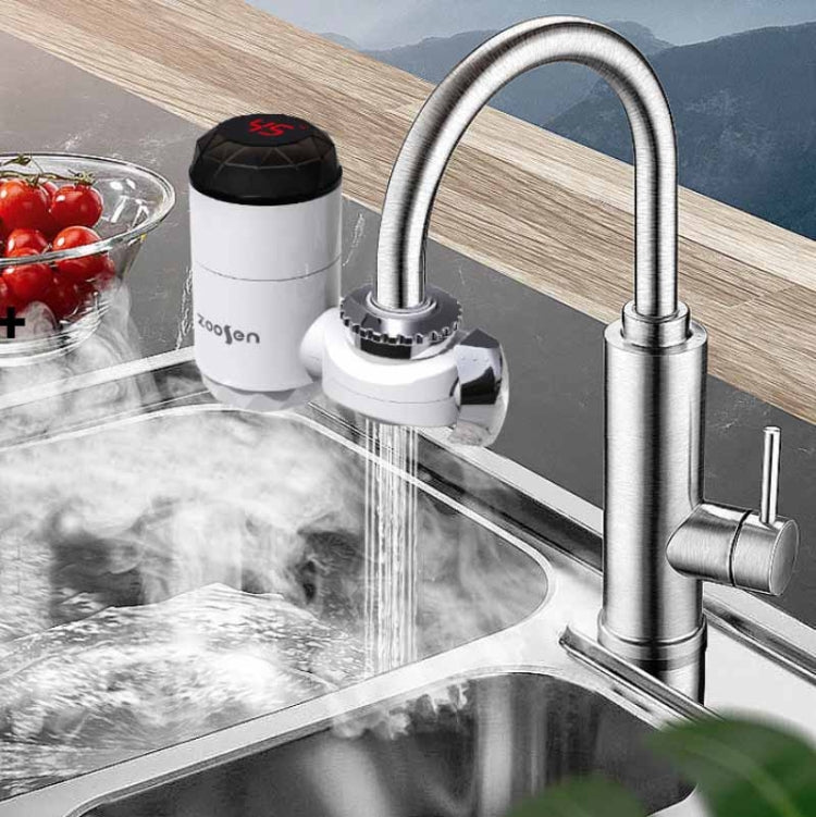 Zoosen Electric Hot Water Faucet Connection Type Instant Hot Water Faucet EU Plug, Style:White