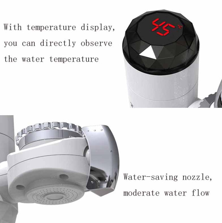 Robinet d'eau chaude électrique Zoosen Type de raccordement du robinet d'eau chaude instantané Prise CN, Style:Blanc + Protection contre les fuites