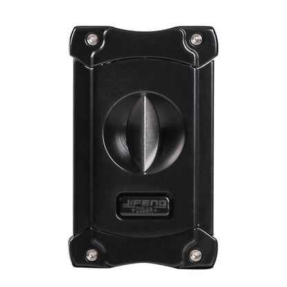 JIFENG 3 In 1 V Cigar Scissors Cigar Holder Cigar Cutter With Cigar Puncher(Electrophoresis Black)