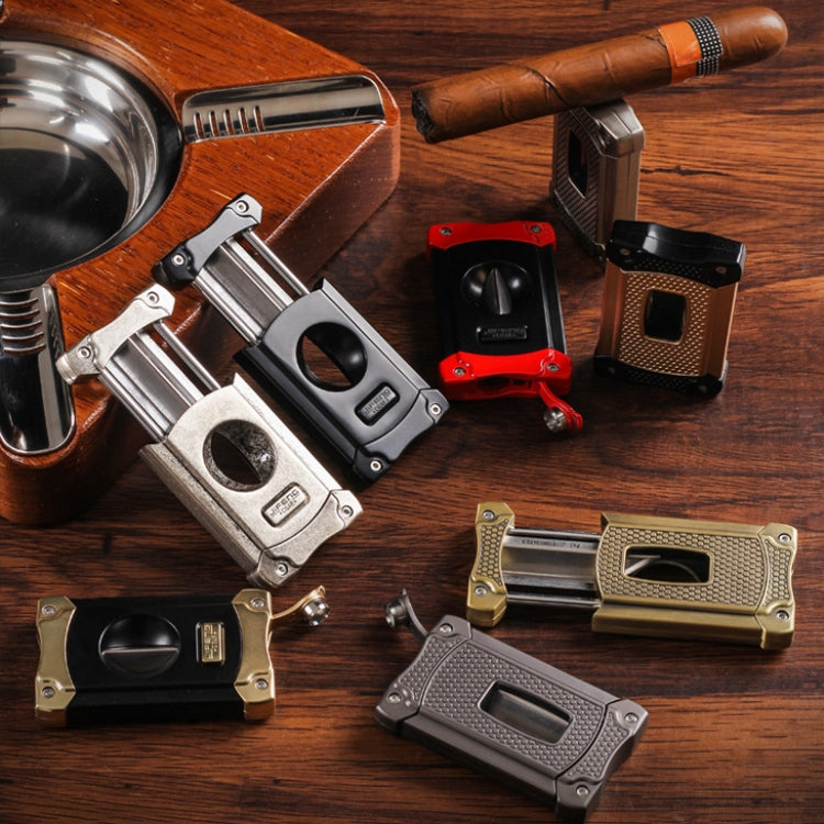 JIFENG 3 In 1 V Cigar Scissors Cigar Holder Cigar Cutter With Cigar Puncher(Electrophoresis Black)