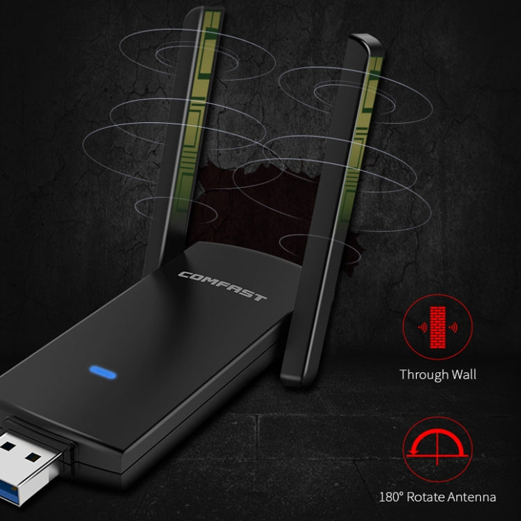 COMFAST CF-924AC V2 Récepteur WIFI USB Double Fréquence Gigabit 1200Mbps pour Ordinateur, Carte Réseau sans Fil Haute Puissance