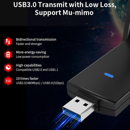COMFAST CF-924AC V2 Récepteur WIFI USB Double Fréquence Gigabit 1200Mbps pour Ordinateur, Carte Réseau sans Fil Haute Puissance