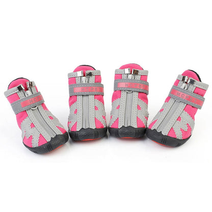 HCPET A1703 Pet Non-Slip Wear-Resistant Shoes Puppy Feet Cover, Size: Number 5(Waterproof Pink)