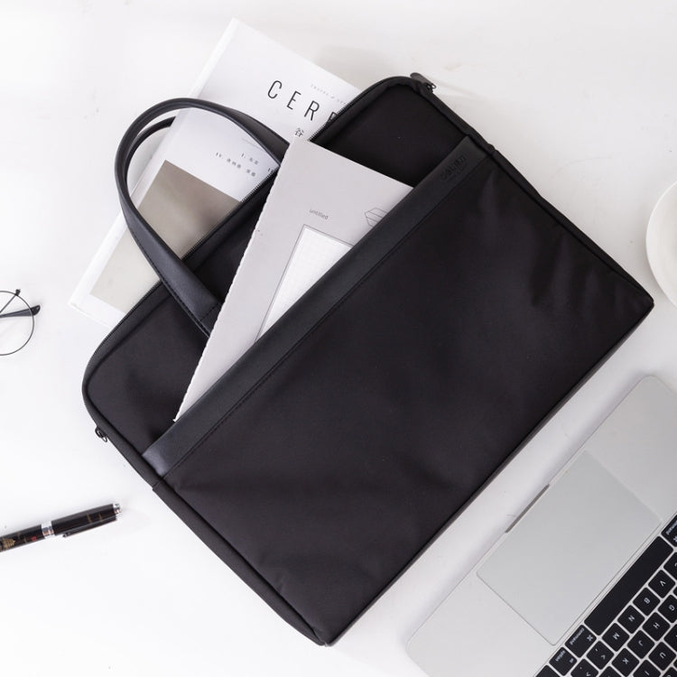 Deli 63751 Front And Rear Double Pockets Multi-Layer Briefcases Handheld Meeting Bag(Black)