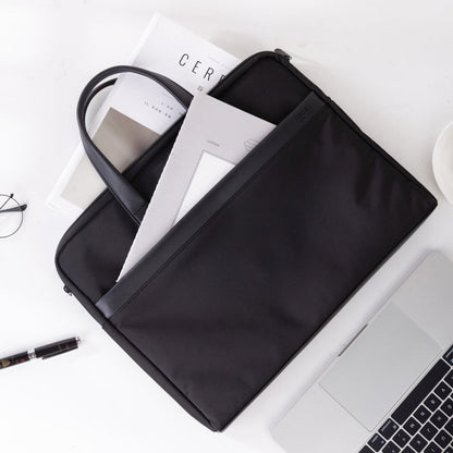 Deli 63751 Front And Rear Double Pockets Multi-Layer Briefcases Handheld Meeting Bag(Black)