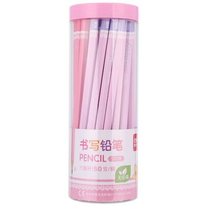 Deli S928 50 PCS/Barrel HB Pencil Students Round Writing Pencil(Red)