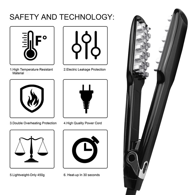Multi-functional Long & Short Hair Styling Iron Ceramic Tourmaline Volumizing Hair Iron, Plug standard:US(Black gold)