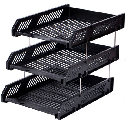 Deli 9209 Office Storage Supplies Three-Tier File Box(Black)
