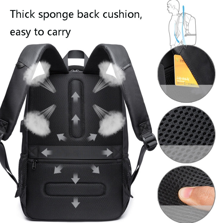 BANGE BG-1921 College Student Schoolbag Waterproof Business Computer Backpack with External USB Charging Port(Black)