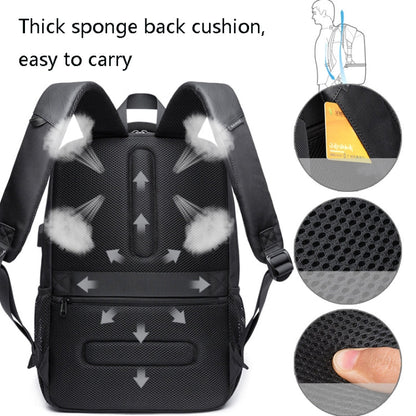 BANGE BG-1921 College Student Schoolbag Waterproof Business Computer Backpack with External USB Charging Port(Black)