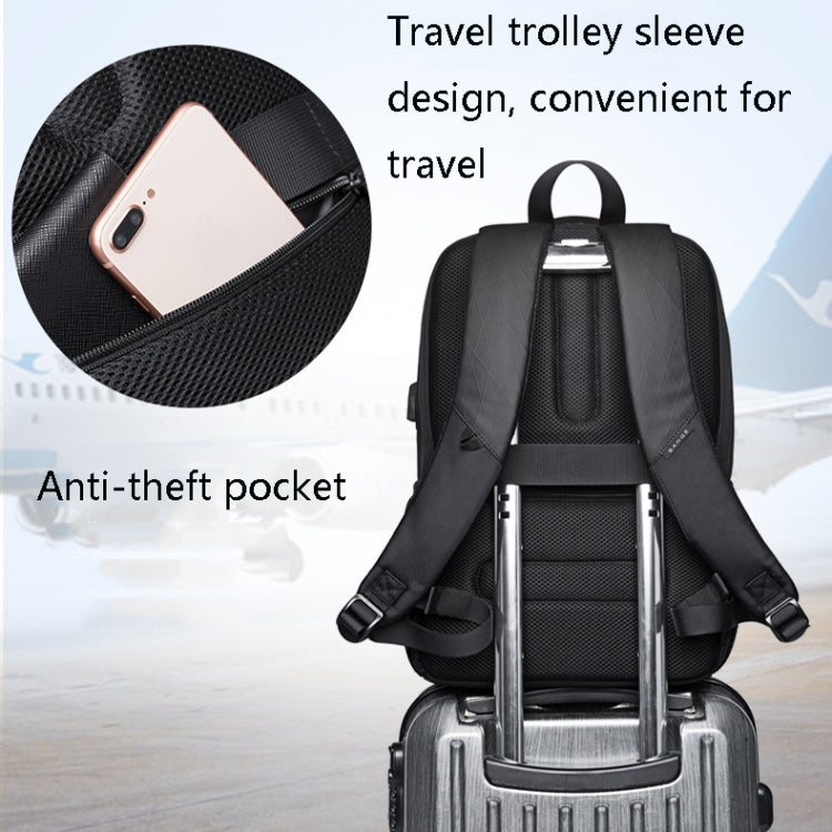 BANGE BG-1921 College Student Schoolbag Waterproof Business Computer Backpack with External USB Charging Port(Black)