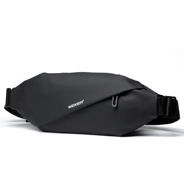 WEIXIER 8641 Sac banane imperméable pour homme Sac de poitrine multifonctionnel Sac à bandoulière de sport et de loisirs (Noir)