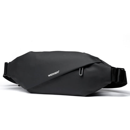 WEIXIER 8641 Sac banane imperméable pour homme Sac de poitrine multifonctionnel Sac à bandoulière de sport et de loisirs (Noir)