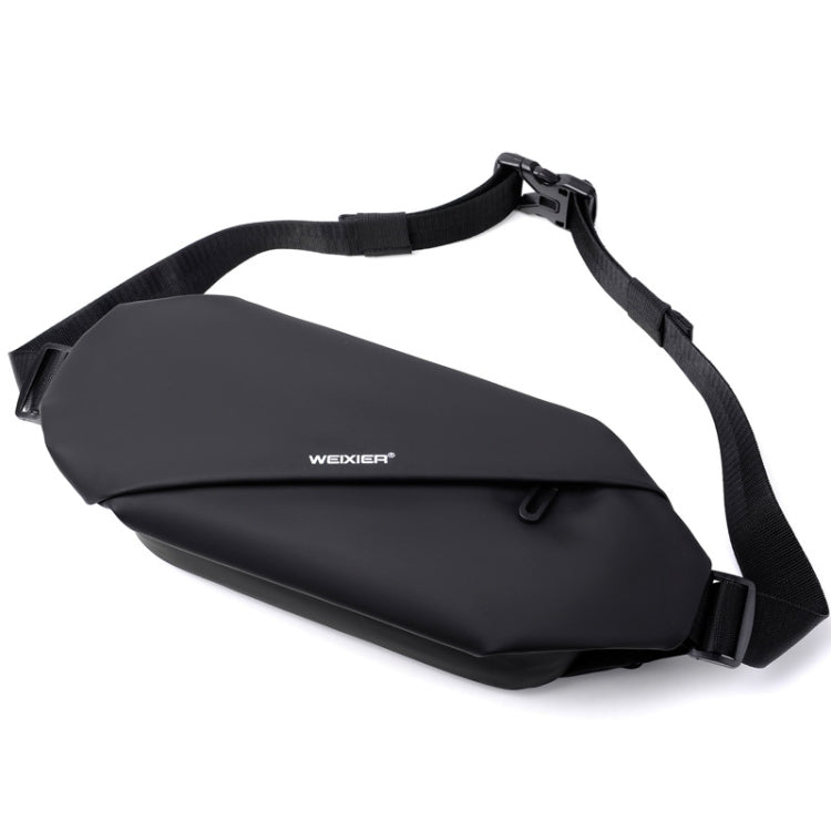 WEIXIER 8641 Sac banane imperméable pour homme Sac de poitrine multifonctionnel Sac à bandoulière de sport et de loisirs (Noir)