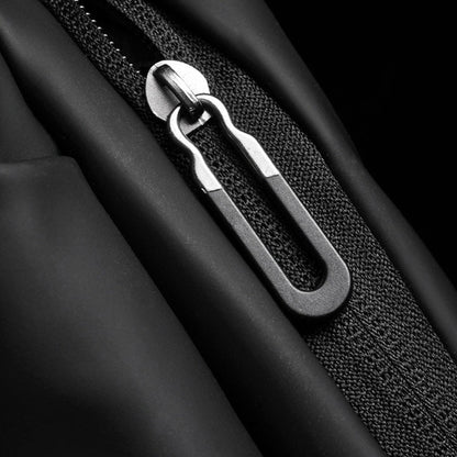 WEIXIER 8641 Sac banane imperméable pour homme Sac de poitrine multifonctionnel Sac à bandoulière de sport et de loisirs (Noir)
