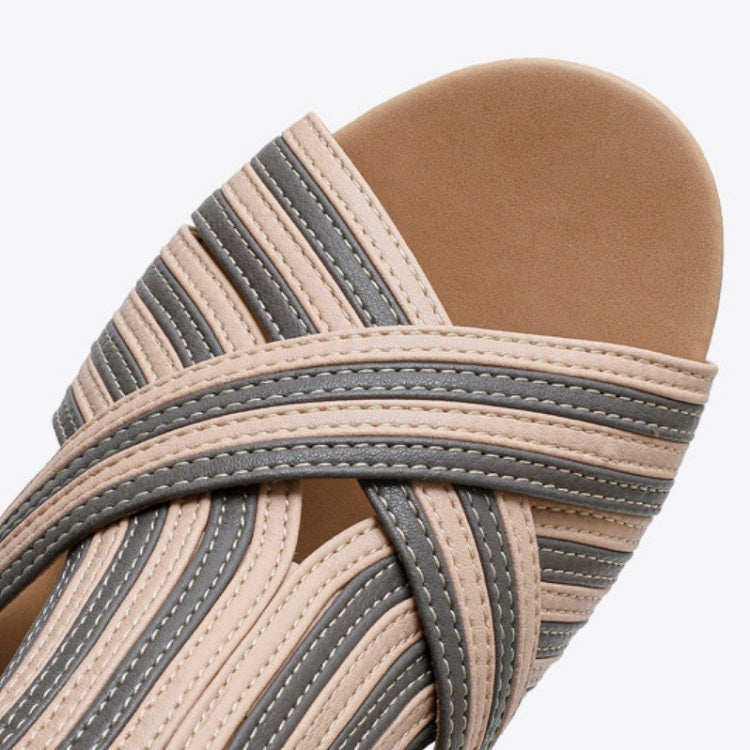 Women Summer Slope Heel Sandals Fashion Bohemian Style Fish Mouth Shoes, Size: 38(Apricot)