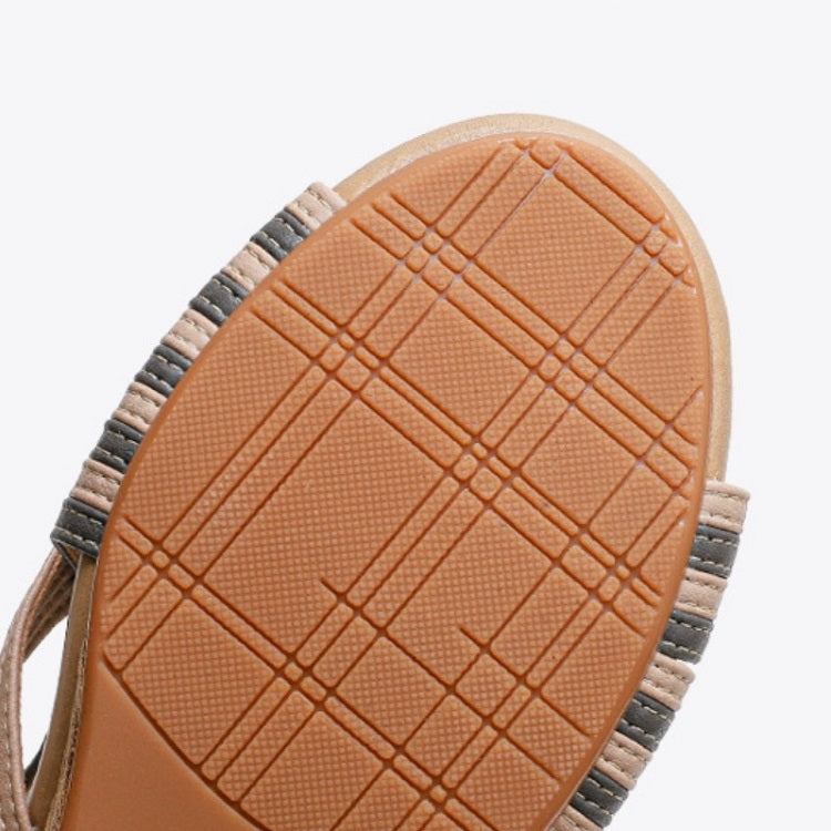 Women Summer Slope Heel Sandals Fashion Bohemian Style Fish Mouth Shoes, Size: 40(Apricot)