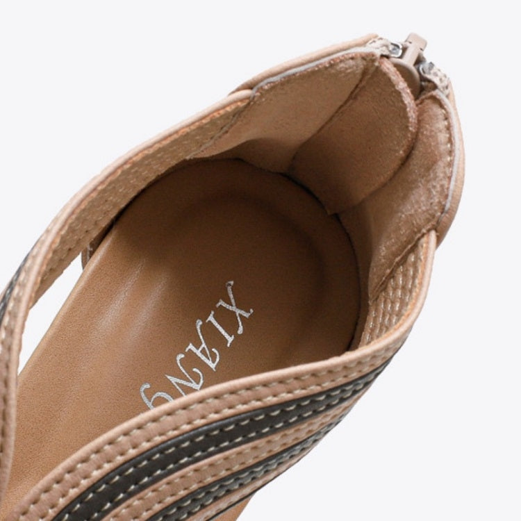 Women Summer Slope Heel Sandals Fashion Bohemian Style Fish Mouth Shoes, Size: 42(Apricot)