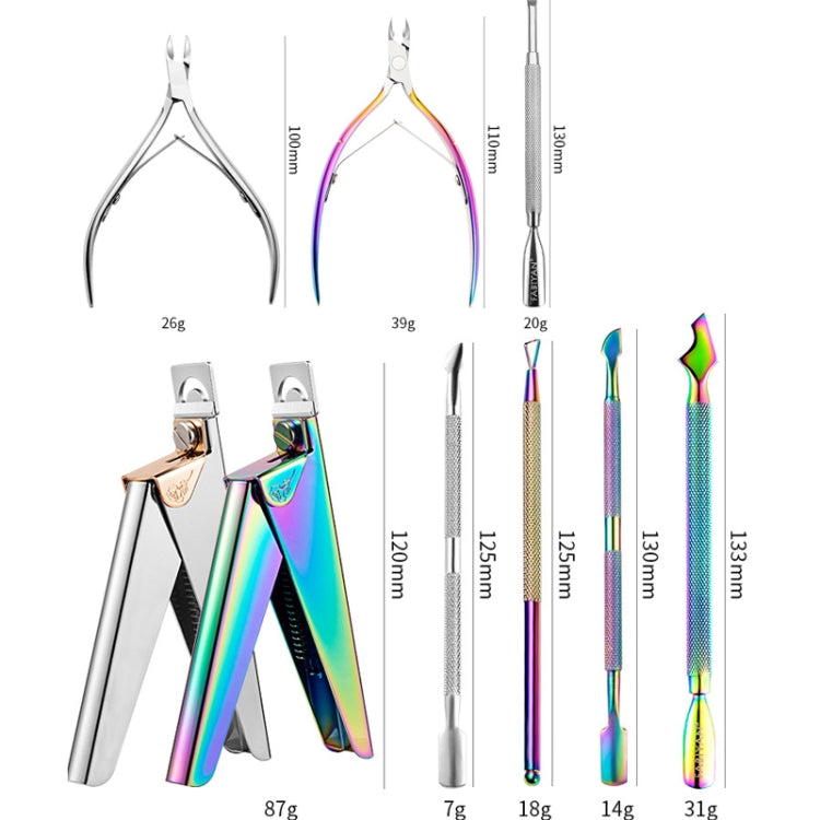 FABIYAN Nail Art Scissors Set Stainless Steel Nail Clippers Dead Skin Scissors Remover Steel Push, Specification: Set 3