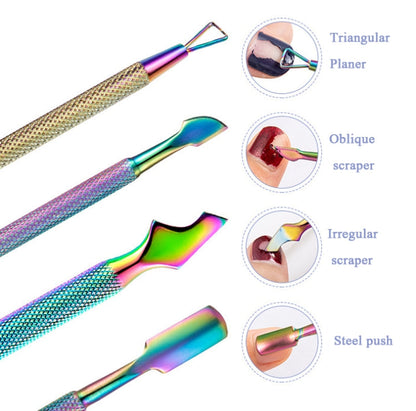 FABIYAN Nail Art Scissors Set Stainless Steel Nail Clippers Dead Skin Scissors Remover Steel Push, Specification: Set 4