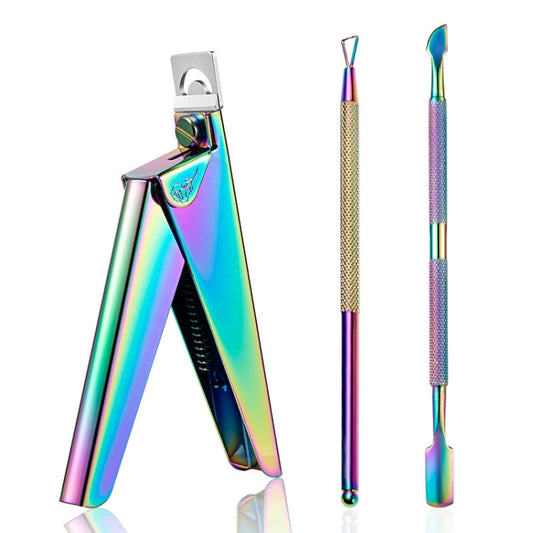 FABIYAN Kit de ciseaux à ongles en acier inoxydable, coupe-ongles, ciseaux à peaux mortes, pousse-cuticules en acier, Spécification : Ensemble 5