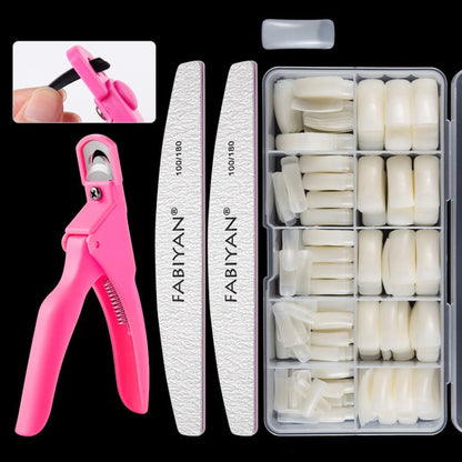 FABIYAN Brosse à Ongles Kit de Pièces d'Ongles Ensemble de Fournitures de Polissage pour Nail Art, Spécification : Petit Ensemble Semi-collé Naturel
