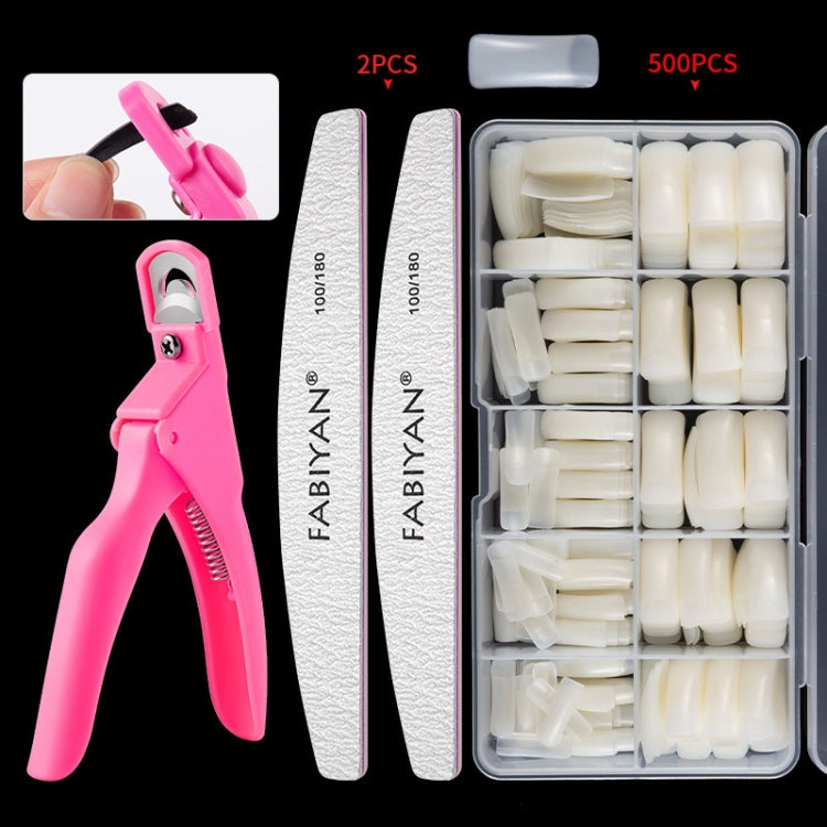 FABIYAN Brosse à Ongles Kit de Pièces d'Ongles Ensemble de Fournitures de Polissage pour Nail Art, Spécification : Petit Ensemble Semi-collé Naturel