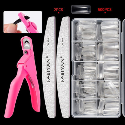 FABIYAN Nail Brush Nail Piece Set Nail Art Polishing Supplies Set, Specification: Transparent Semi-sticked Small Set