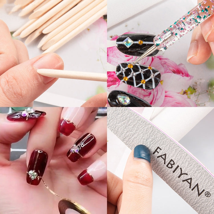 FABIYAN Nail Brush Nail Piece Set Nail Art Polishing Supplies Set, Specification: Transparent Big Set