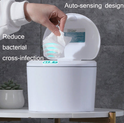 EXPED SMART Desktop Smart Induction Electric Storage Box Car Office Trash Can, Specification: 5L Battery Version (White)