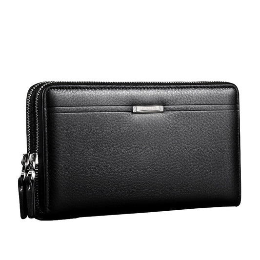LEINASEN A80 Multi-Card Men Hand Bag Double Zip Big Capacity Wallet(Black)