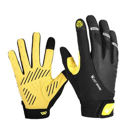 Gants de vélo WEST BIKING YP0211209, absorbant les chocs, antidérapants, écran tactile, taille L (jaune et noir)
