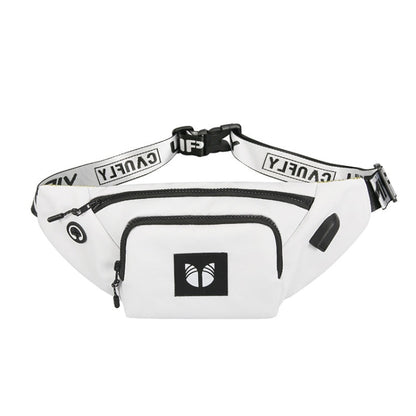 YIPINU YPU-DS Fashion Chest Bag Messenger Bag Waist Bag Waterproof Sports Mobile Phone Bag with External USB Port( White)