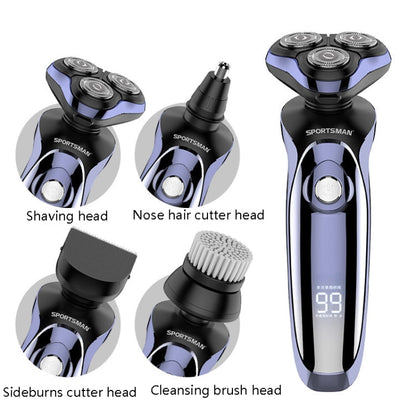 Sportsman SM-530 Electric Men Shaving Knife Multi-Function Base Charging Digital Water Washing Razor, Specification: US Plug(Purple)