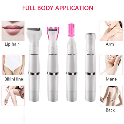 SONAX PRO SN-8933 4 In 1 Electric Women Shaver Multi-Function USB Charge Scraping Knife Hair Removal Device(Pink)