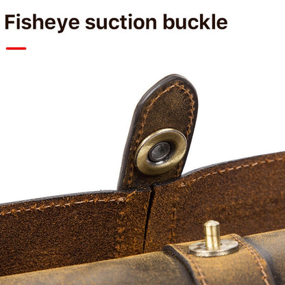 CONTACTS FAMILY CF1117  Retro Crazy Horse Texture Leather Watch Box Round Buckle Storage Box,Capacity: Can Hold 3 Watches(Coffee)