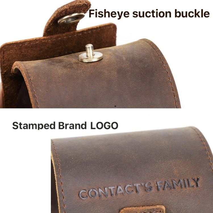 Contacts Family CF1125 Single Watch Position Crazy Horse Leather Watch Box Round Watch Storage Box(Coffee)