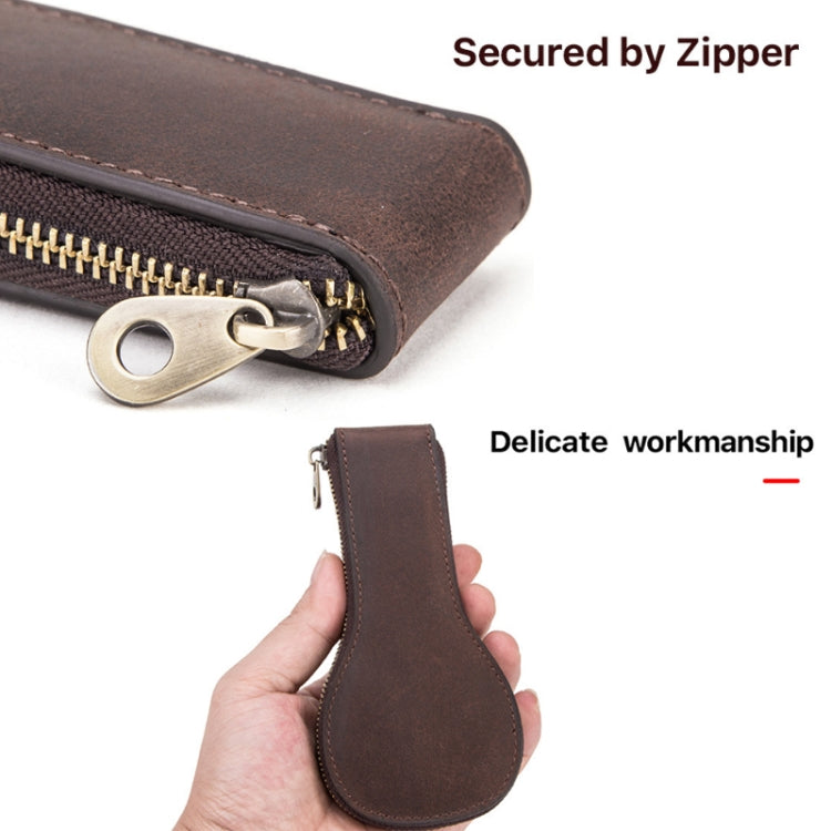 Contacts Family CF1112 Single Watch Position Retro Crazy Horse Leather Watch Storage Box Watch Zipper Case(Coffee)