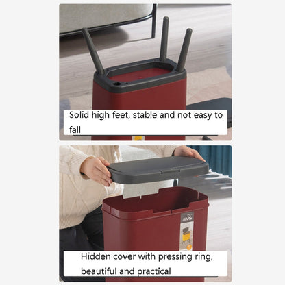 VitunHOO TG3450 Long Legs Trash Can Household Trash Can With Lid(Ink Green)