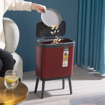 VitunHOO TG3450 Long Legs Trash Can Household Trash Can With Lid(Ink Green)