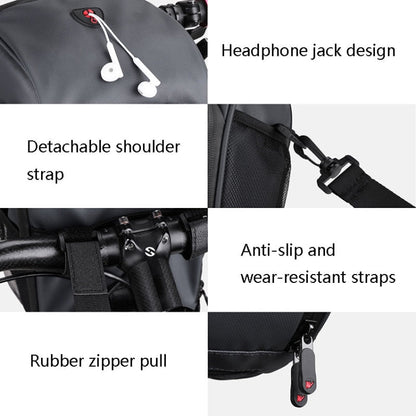 Sacoche de guidon de vélo multifonction de grande capacité Rhinowalk TF920 (gris)