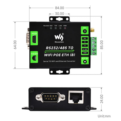 Waveshare Industrial Grade Serial Server RS232/485 to WiFi / Ethernet RJ45 Network Port