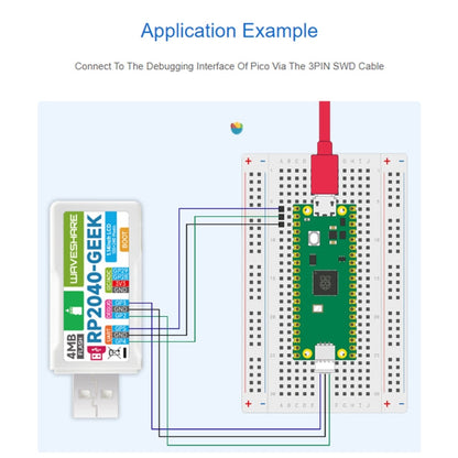 Waveshare 25394 RP2040-GEEK Development Board, Based On RP2040 Microcontroller, With 1.14inch 65K Color LCD