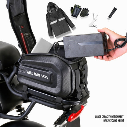 Sac de porte-bagages arrière WILD MAN GD5 4L pour vélo, coque rigide EVA, équipement de cyclisme d'extérieur (noir)
