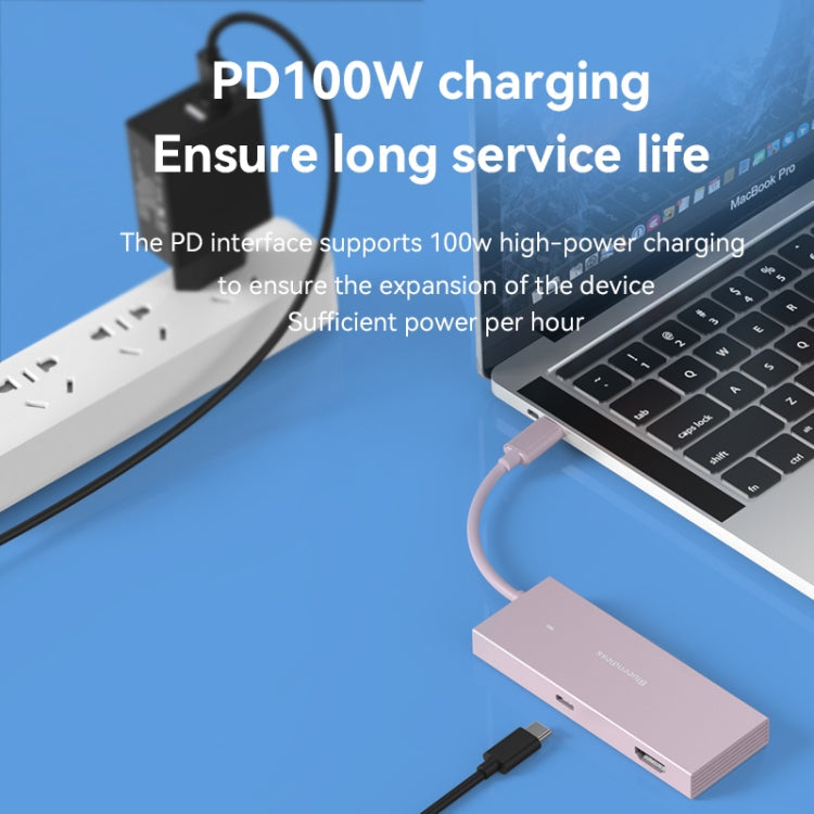 Blueendless 4K60Hz + Data Port Type-C Docking Station USB3.0 Splitter, Spec: 7-in-1 Card Reading Pink