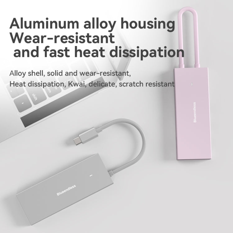 Blueendless 4K60Hz + Data Port Type-C Docking Station USB3.0 Splitter, Spec: 7-in-1 Card Reading Pink