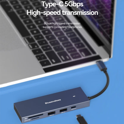 Blueendless 4K60Hz + Data Port Type-C Docking Station USB3.0 Splitter, Spec: 7-in-1 Card Reading Pink