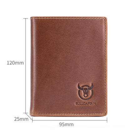 BULL CAPTAIN 027 Men Short Anti-Theft Wallet Leather Multi-Card Thicken Wallet, Colour: Black