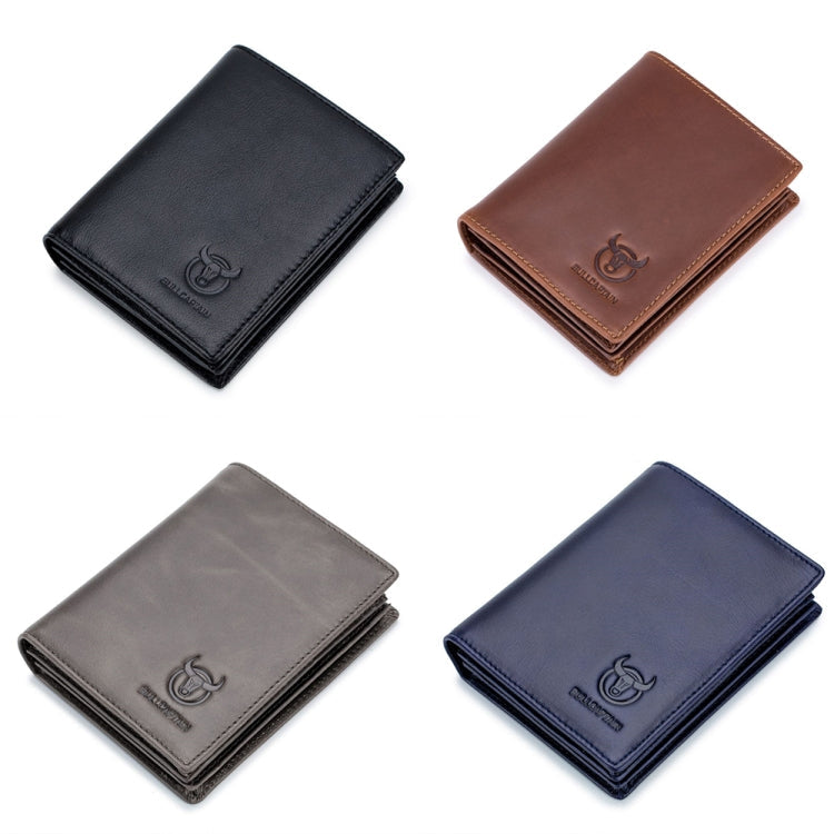 BULL CAPTAIN 027 Men Short Anti-Theft Wallet Leather Multi-Card Thicken Wallet, Colour: Luxurious Ash